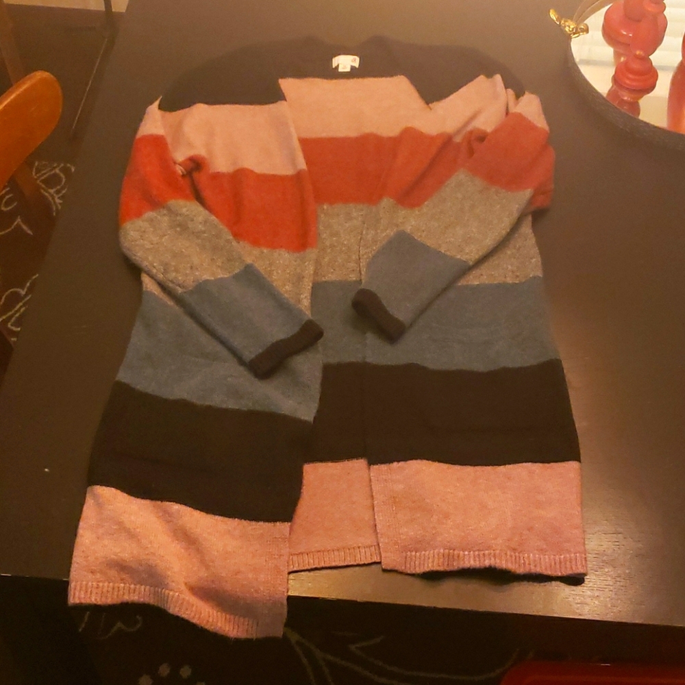Cozy Open Fron Color Block Sweater